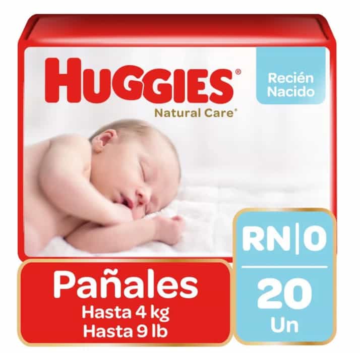 Pañales Huggies Natural Care Recién Nacido X 20
